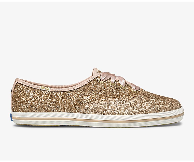 Keds Womens Rose Gold Champion Shoes - Keds X Kate Spade New York Champion Glitter 218TBAHNE